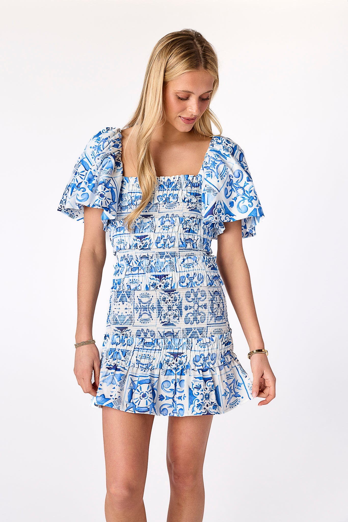 Pixie Smocked Dress Renaissance Tile