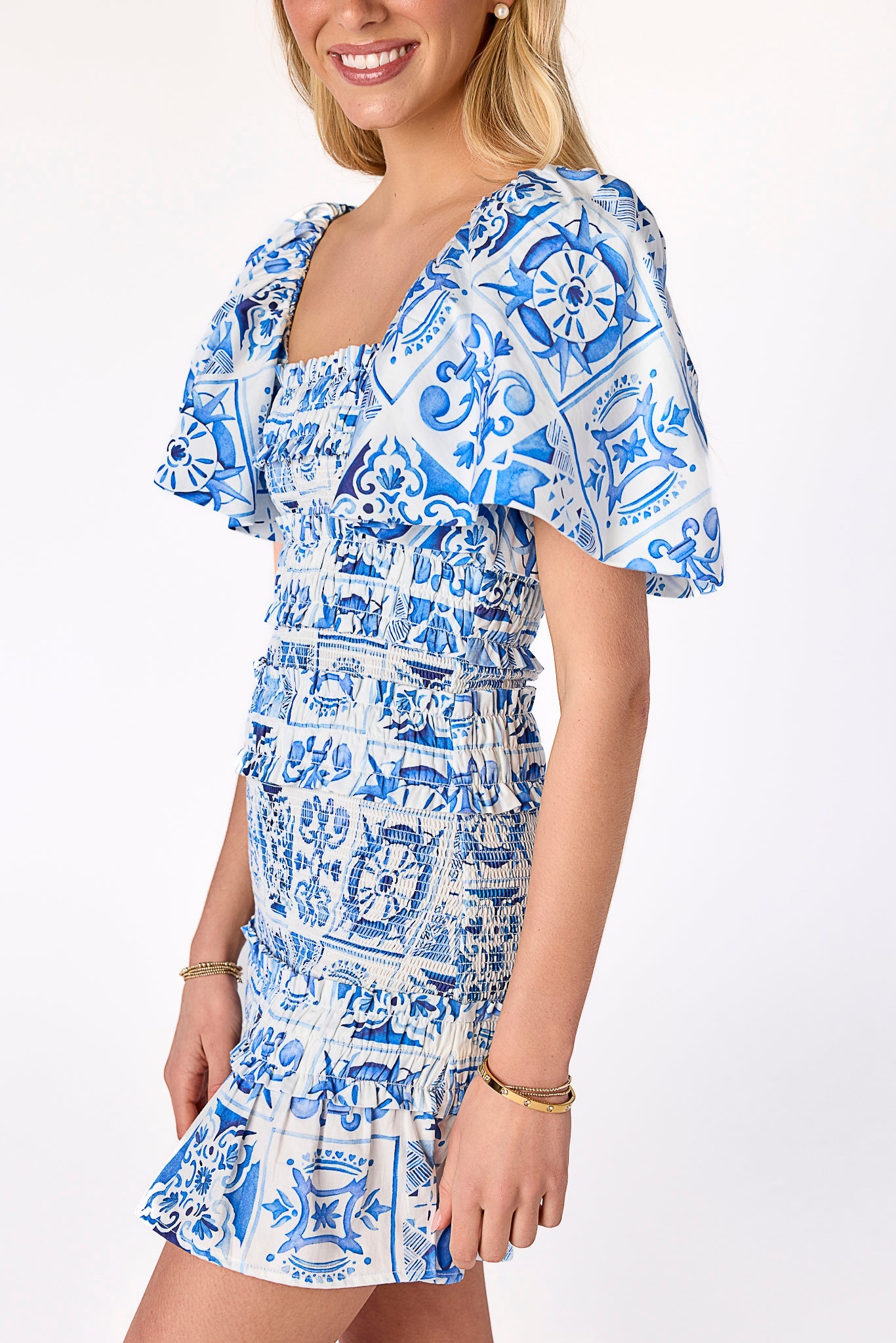 Pixie Smocked Dress Renaissance Tile