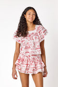 Lily Top Italian Toile Red