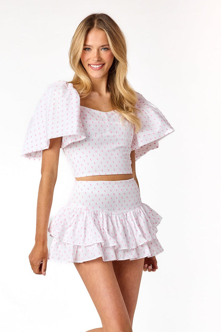 Draper Skirt Swiss Dot Pink