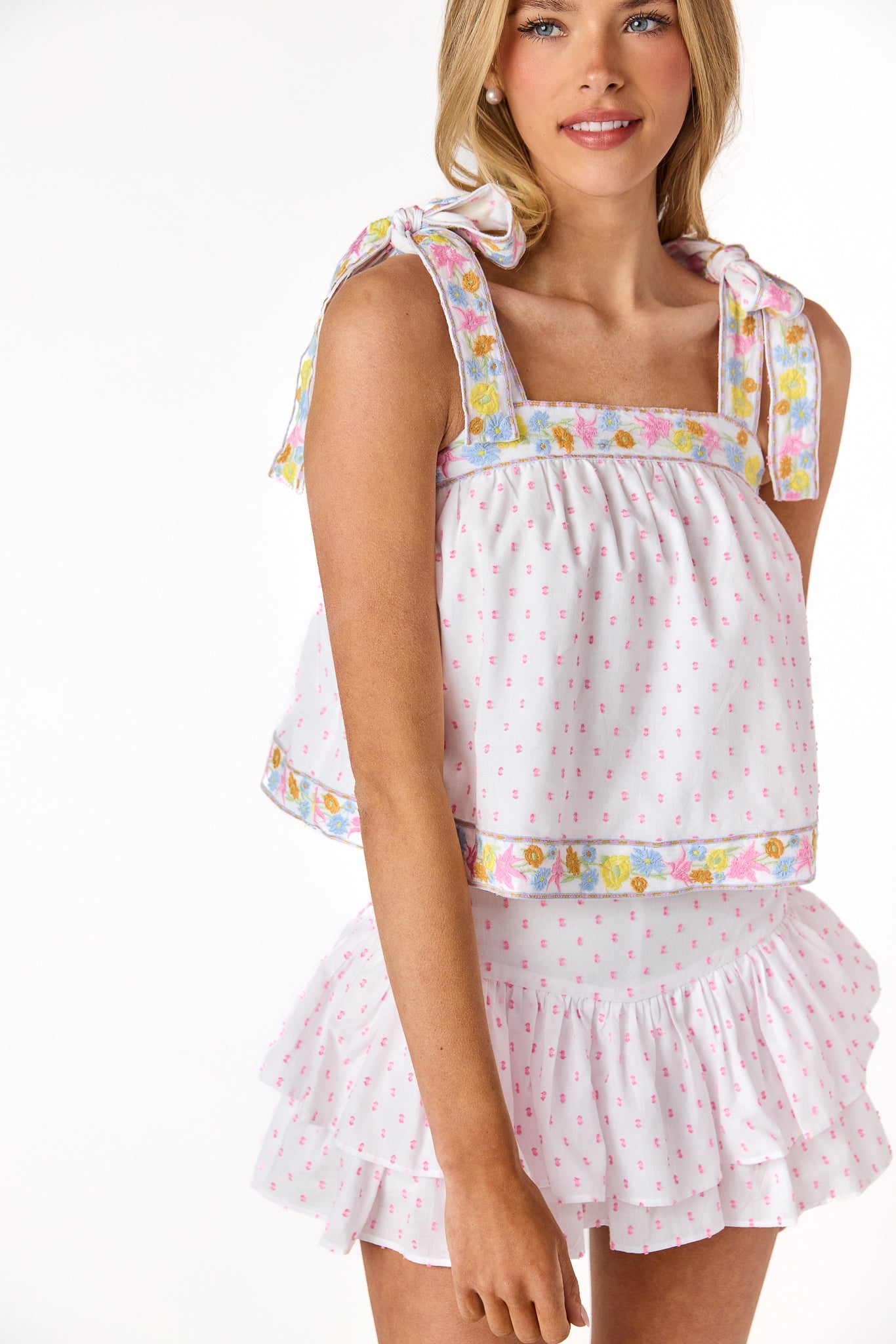 Draper Skirt Swiss Dot Pink