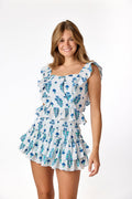 Ophelia Top Blue Block Print